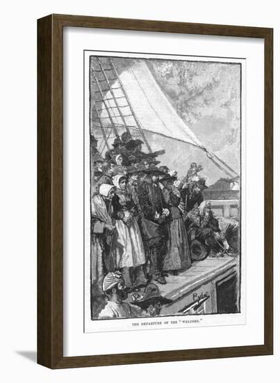 William Penn and Other Quakers Sail to the New World in the Welcome-Howard Pyle-Framed Art Print