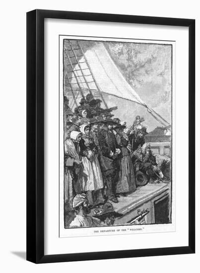 William Penn and Other Quakers Sail to the New World in the Welcome-Howard Pyle-Framed Art Print