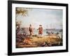 William Penn Arrives in America for the First Time and Meets a Native American in 1682-Thomas Birch-Framed Giclee Print