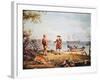 William Penn Arrives in America for the First Time and Meets a Native American in 1682-Thomas Birch-Framed Giclee Print