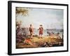 William Penn Arrives in America for the First Time and Meets a Native American in 1682-Thomas Birch-Framed Giclee Print