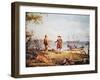 William Penn Arrives in America for the First Time and Meets a Native American in 1682-Thomas Birch-Framed Giclee Print