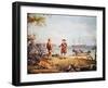 William Penn Arrives in America for the First Time and Meets a Native American in 1682-Thomas Birch-Framed Giclee Print