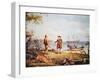 William Penn Arrives in America for the First Time and Meets a Native American in 1682-Thomas Birch-Framed Giclee Print