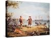 William Penn Arrives in America for the First Time and Meets a Native American in 1682-Thomas Birch-Stretched Canvas