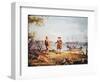 William Penn Arrives in America for the First Time and Meets a Native American in 1682-Thomas Birch-Framed Giclee Print