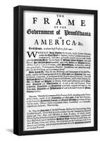 William Penn (First Page of Frame of Government of Pennsylvania) Art Poster Print-null-Framed Poster