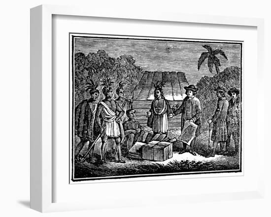 William Penn with Native Americans, English Quaker Colonist, 1830-null-Framed Giclee Print