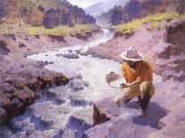 Panning Gold, Wyoming, 1949-William Robinson Leigh-Framed Stretched Canvas