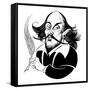 William Shakespeare - black and white caricature-Neale Osborne-Framed Stretched Canvas