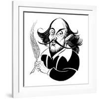 William Shakespeare - black and white caricature-Neale Osborne-Framed Giclee Print