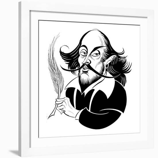 William Shakespeare - black and white caricature-Neale Osborne-Framed Giclee Print