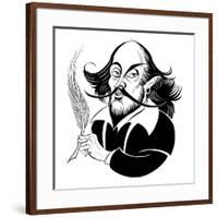 William Shakespeare - black and white caricature-Neale Osborne-Framed Giclee Print