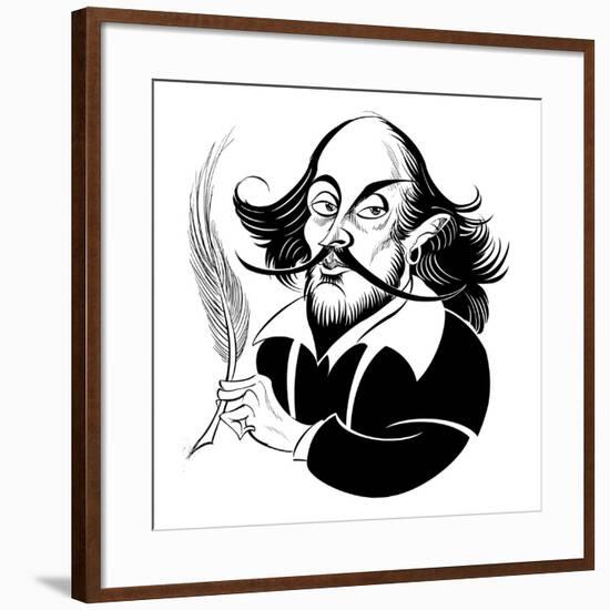 William Shakespeare - black and white caricature-Neale Osborne-Framed Giclee Print