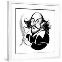 William Shakespeare - black and white caricature-Neale Osborne-Framed Giclee Print