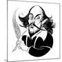 William Shakespeare - black and white caricature-Neale Osborne-Mounted Giclee Print