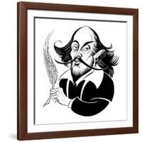 William Shakespeare - black and white caricature-Neale Osborne-Framed Giclee Print