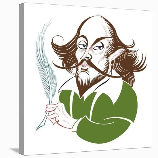 William Shakespeare - colour caricature-Neale Osborne-Stretched Canvas