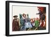 William Shakespeare Presenting One of His Plays to Queen Elizabeth I (Colour Litho)-Peter Jackson-Framed Giclee Print