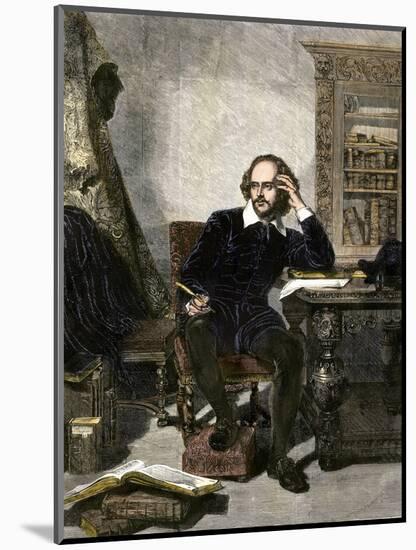 William Shakespeare Writing in His Study-null-Mounted Giclee Print