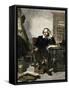 William Shakespeare Writing in His Study-null-Framed Stretched Canvas