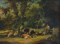 Villagers with their Animals outside the Plough Inn-William Shayer-Giclee Print