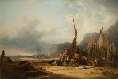 Coastal Scene with Figures-William Snr. Shayer-Stretched Canvas