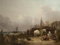 Coastal Scene with Figures-William Snr. Shayer-Laminated Giclee Print