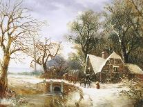 Meeting on the Bridge, Winter-William Stone-Stretched Canvas