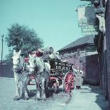 Horse-Drawn Wagon Filled with Beer Barrels at a Bar Along the Thames-William Sumits-Photographic Print