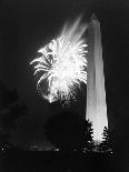 July 4, 1947: View of a Fireworks Display Behind the Washington Monument, Washington DC-William Sumits-Photographic Print