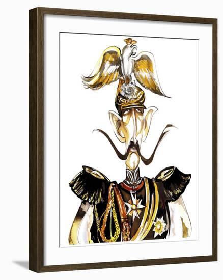 William the Second, emperor of Germany, King of Prussia; colour caricature with eagle helmet-Neale Osborne-Framed Giclee Print