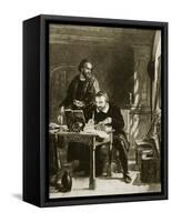 William Tyndale Translating the New Testament-English School-Framed Stretched Canvas