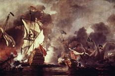 English Ship and Barbary Pirates-William Vandevelde-Stretched Canvas