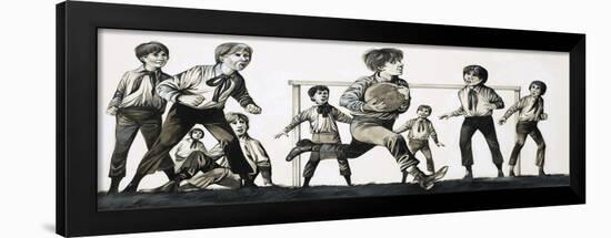 William Webb Ellis Picked Up the Ball and Ran with It, Inventing Rugby-Richard Hook-Framed Giclee Print