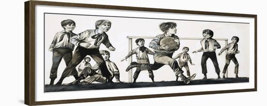 William Webb Ellis Picked Up the Ball and Ran with It, Inventing Rugby-Richard Hook-Framed Giclee Print