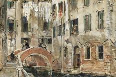 A Backwater in Venice (Oil on Paper)-William White Warren-Framed Stretched Canvas