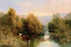 Cattle on the Dart in Autumn-William Widgery-Framed Giclee Print