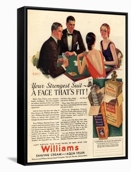 Williams, Aftershave Bridge Playing Cards Games Mens, USA, 1920-null-Framed Stretched Canvas