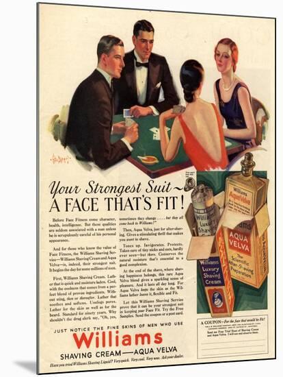 Williams, Aftershave Bridge Playing Cards Games Mens, USA, 1920-null-Mounted Giclee Print