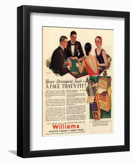 Williams, Aftershave Bridge Playing Cards Games Mens, USA, 1920-null-Framed Giclee Print