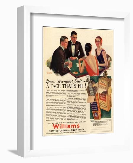 Williams, Aftershave Bridge Playing Cards Games Mens, USA, 1920-null-Framed Giclee Print