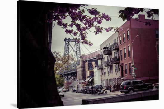 Williamsburg Bridge and neighbourhood, Brooklyn, New York, USA-Andrea Lang-Stretched Canvas