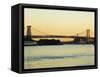 Williamsburg Bridge and the East River, New York City, New York, USA-Amanda Hall-Framed Stretched Canvas