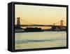 Williamsburg Bridge and the East River, New York City, New York, USA-Amanda Hall-Framed Stretched Canvas