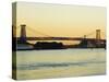 Williamsburg Bridge and the East River, New York City, New York, USA-Amanda Hall-Stretched Canvas