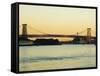 Williamsburg Bridge and the East River, New York City, New York, USA-Amanda Hall-Framed Stretched Canvas