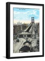 Williamsburg Bridge Approach, New York City-null-Framed Art Print