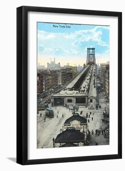 Williamsburg Bridge Approach, New York City-null-Framed Art Print