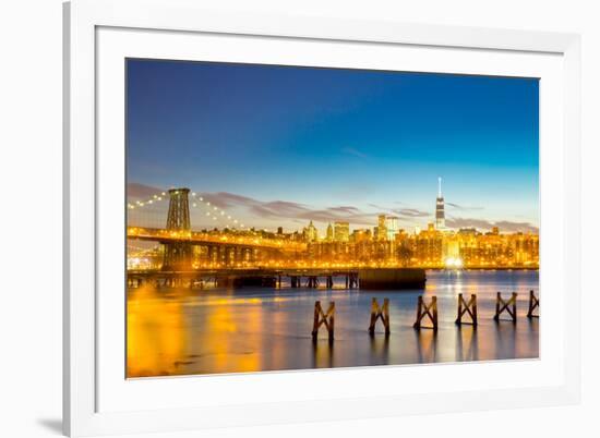 Williamsburg Bridge with Newyork mid Town at Dusk-vichie81-Framed Photographic Print